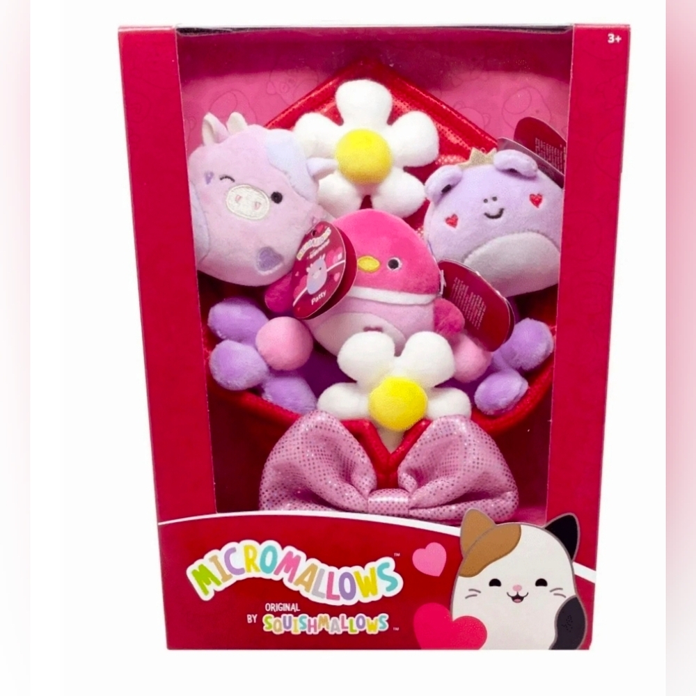 Squishmallows Micromallows 2025 Valentine's Day Francine, Patty &Della Plush Box
